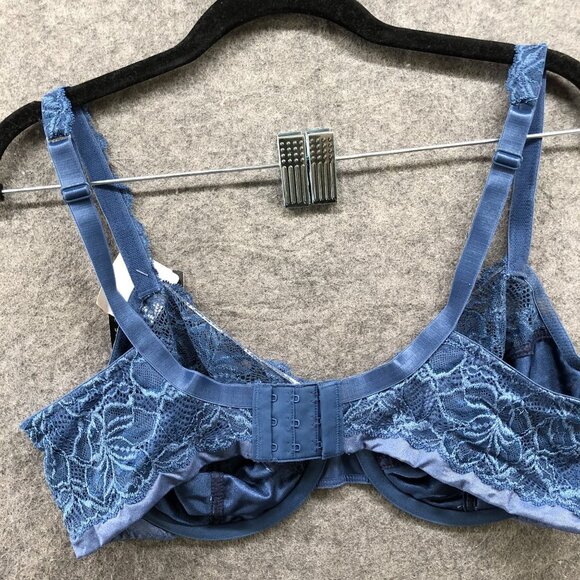 NWT BALI Lined Support Underwire Bra 40C Blue Lace Lightly Lined - Picture 7 of 9